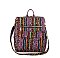 Tribal Sunflower Stripe Printed Convertible Backpack