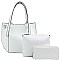 3IN1 DESIGNER STYLISH SMOOTH PU LEATHER ELEGANCE TOTE WITH LONG STRAP  JYLQ-132-1W