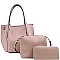 3IN1 DESIGNER STYLISH SMOOTH PU LEATHER ELEGANCE TOTE WITH LONG STRAP  JYLQ-132-1W