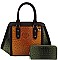 2IN1 TWO TONE CROCO PATTERN SATCHEL WITH MATCHING WALLET