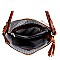 STUDDED OSTRICH PRINT TASSEL HOBO WALLET SET