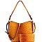 STUDDED OSTRICH PRINT TASSEL HOBO WALLET SET