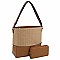 Straw Colorblock 2-in-1 Shoulder Bag