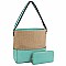 Straw Colorblock 2-in-1 Shoulder Bag