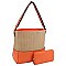 Straw Colorblock 2-in-1 Shoulder Bag