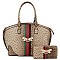 Ostrich Croc Queen Bee Stripe 2-in-1 Satchel - Tote