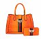 2-in-1 Ostrich Croc Queen Bee Stripe Satchel / Wallet Set