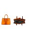 2-in-1 Ostrich Croc Queen Bee Stripe Satchel / Wallet Set