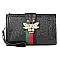 Queen Bee Stripe Ostrich Croc Crossbody Clutch Wristlet