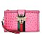 Queen Bee Stripe Ostrich Croc Crossbody Clutch Wristlet