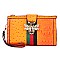 Queen Bee Stripe Ostrich Croc Crossbody Clutch Wristlet