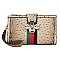 Queen Bee Stripe Ostrich Croc Crossbody Clutch Wristlet