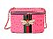 Ostrich Croc Queen Bee Stripe Boxy Crossbody Bag Satchel