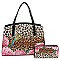 Flower Design Leopard Hummingbird 2-in-1 Satchel Set