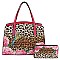 Flower Design Leopard Hummingbird 2-in-1 Satchel Set