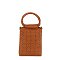 Perforated Round Top Handle Crossbody Bag