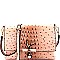 LR029O-LP Ostrich Print Embossed Knot Accent Flap Cross Body