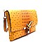 LR029O-LP Ostrich Print Embossed Knot Accent Flap Cross Body