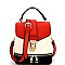 LS2191-LP Push-lock Color Block Zipper Accent 2 Way Medium Satchel