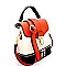 LS2191-LP Push-lock Color Block Zipper Accent 2 Way Medium Satchel
