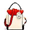LS2191-LP Push-lock Color Block Zipper Accent 2 Way Medium Satchel