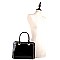 Trendy Studded Patent Double-Compartment Satchel MH-LS3190