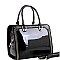 Trendy Studded Patent Double-Compartment Satchel MH-LS3190