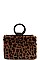 DESIGNER SOFT LEOPARD FUR SQUARE TOTE WITH LONG STRAP