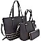 LSD0111W-LP Laser-cut and Stud Accent 3 in 1 Tote SET