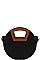 TWO TONE ROUND SATCHEL WITH LONG STRAP