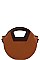 TWO TONE ROUND SATCHEL WITH LONG STRAP