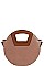 TWO TONE ROUND SATCHEL WITH LONG STRAP