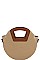 TWO TONE ROUND SATCHEL WITH LONG STRAP