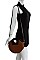 TWO TONE ROUND SATCHEL WITH LONG STRAP