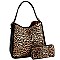 2 WAY LEOPARD PRINT HOBO WALLET SET