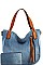 2in1 TRENDY LEATHER STRAP DENIM SHOULDER BAG PLUS WALLET JYLV-053