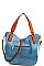 2in1 TRENDY LEATHER STRAP DENIM SHOULDER BAG PLUS WALLET JYLV-053