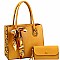 Accordion Side Scarf Accent Snake Print Satchel Clutch SET