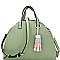 2-Way Textured Drawstring Half-Moon Satchel