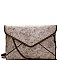 LW2158-LP  Zipper Accent Distressed Metallic Envelope Clutch