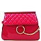 Patent Quilted Flap Cross Body Messenger With Chain Accent