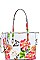 STYLISH 2IN1 GLOSSY FLOWER TOTE WITH LONG STRAP  JYLY-095-2W
