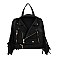 Moto Jacket Design Fringed Backpack / Shoulder Bag