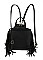 Moto Jacket Design Fringed Backpack / Shoulder Bag