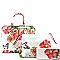 2 IN 1 FLOWER BUTTERFLY PRINT SATCHEL WALLET SET