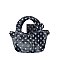 Dotted Distressed Denim Tote Crossbody Bag