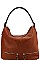 DOUBLE ZIPPER ACCENT HOBO BAG