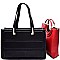 [S]LF119LP Contrasting Inner Bag 2 in 1 Embossed Tote SET
