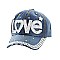 LOVE Studded Rhinestone Denim Cap MEZ851