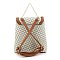 Geometric Monogrammed Turn Lock Backpack with Chain Handle